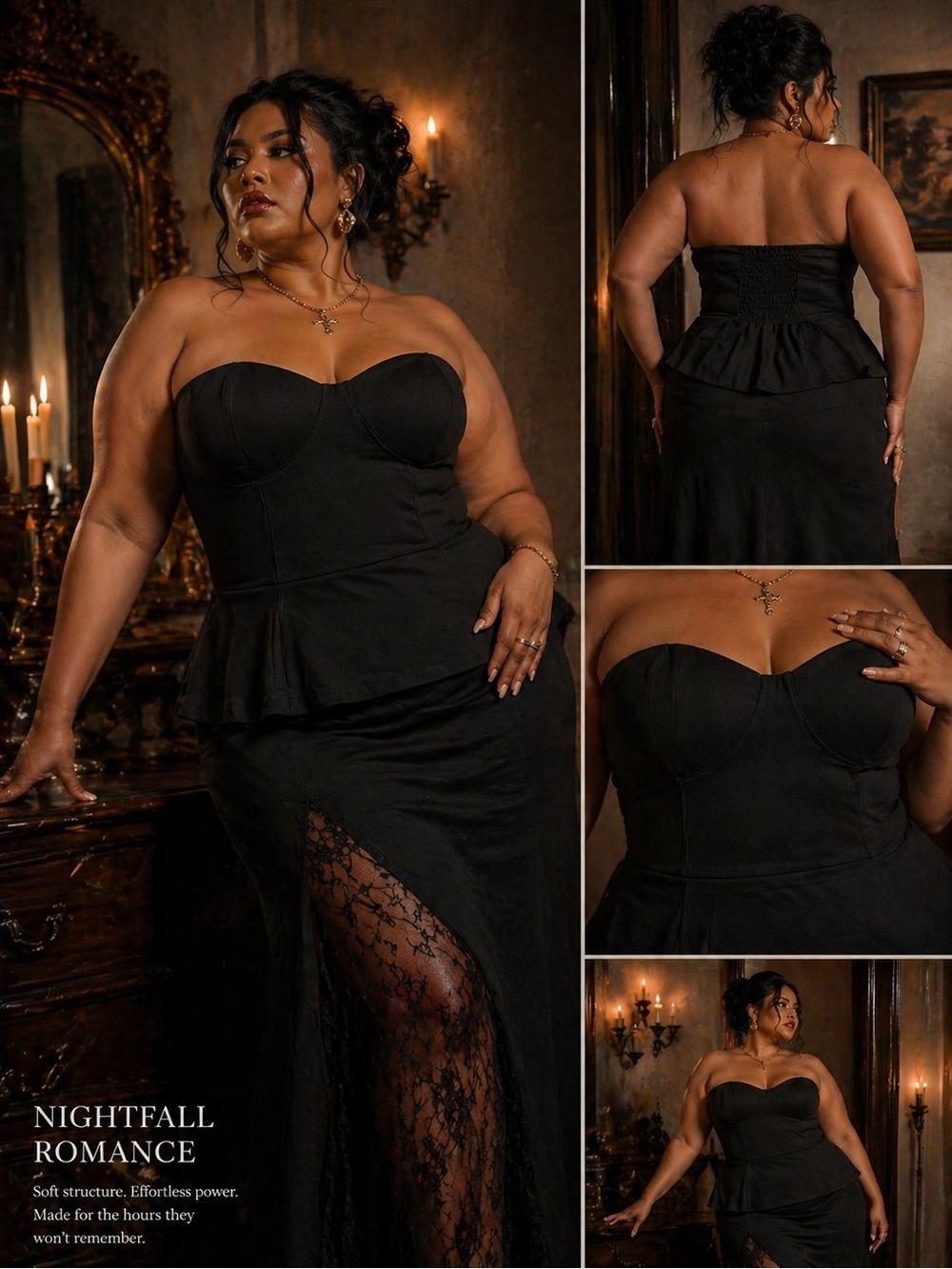 Black Strapless Peplum Bustier Top XXL NWT | The Drop Corset Style